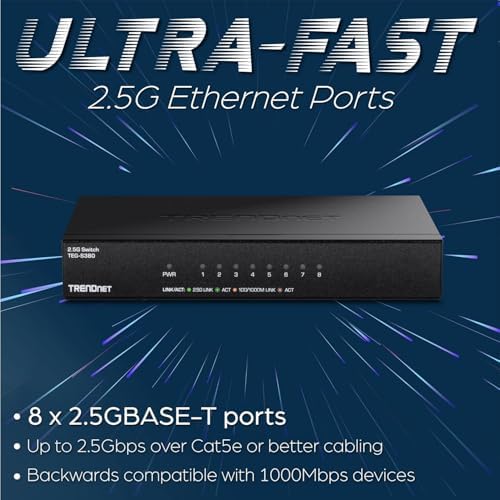 TRENDnet 8-Port Ethernet splitter rear panel displaying DC power input