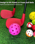 Kofull red golf clubs set showing adjustable length range