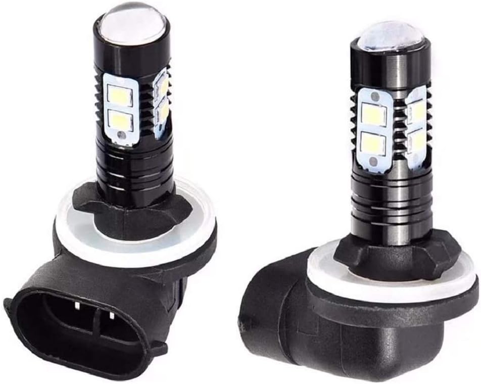 JahyShow 881 LED Fog Light Bulbs front view showcasing the aluminum housing and projector lens.