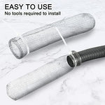 Suoundey lint trap installed on a laundry discharge hose over a sink