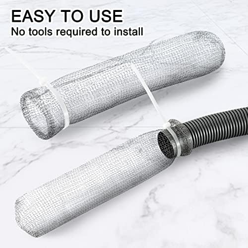 Suoundey lint trap installed on a laundry discharge hose over a sink