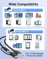 KENHAO universal micro USB and type C hybrid cord laid out flat to display its reinforced design.