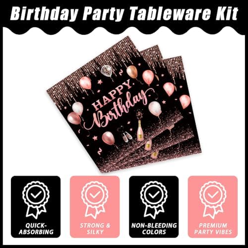 Rose gold glitter confetti design paper plates and cutlery set