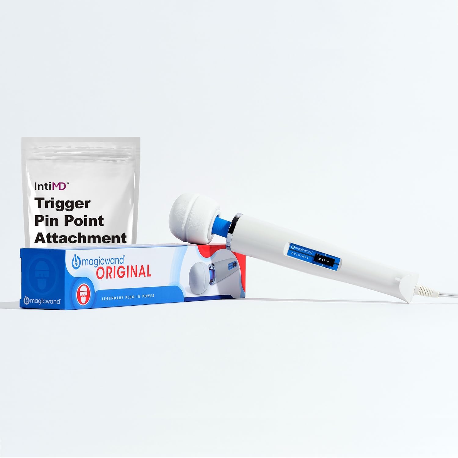 Magic Wand Original plug in personal massager front view showing the signature white head and handle.
