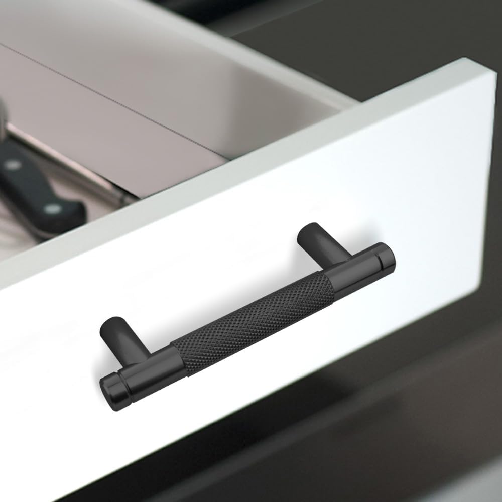 Gutuwellea black knurled pulls angle perspective