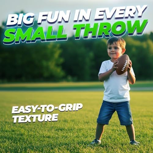 Toddler hands holding a 7.25 inch PlayBolt soft foam sports ball indoors