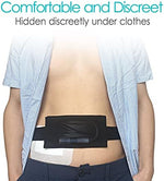 Side view of the low profile feeding tube pouch showing the slim design that allows discreet concealment under everyday clothing