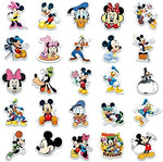 Durable sun resistant Mickey Mouse stickers attached to outdoor sports gear showing long lasting adhesive strength.