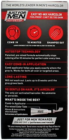 Just For Men Easy Comb In Color Medium Brown tube with attached custom applicator comb tool