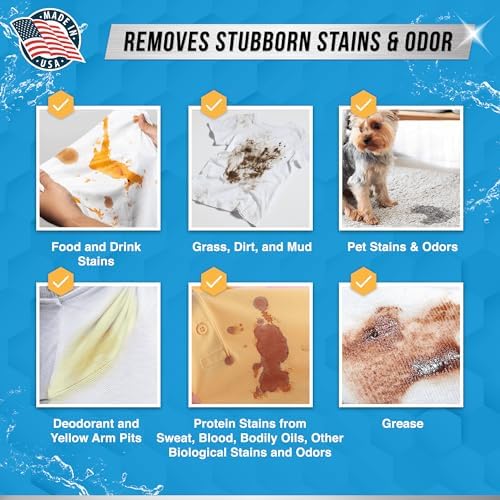 Comparison of clean laundry showing the effectiveness of the enzyme booster on grease stains.
