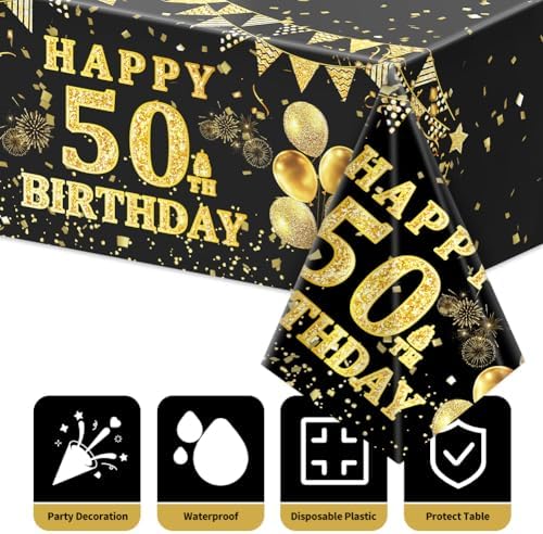 Three pack Labeol birthday tablecloths for rectangular tables