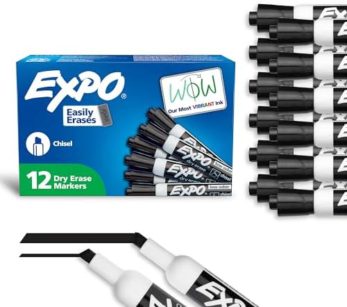 Expo black chisel tip markers box open
