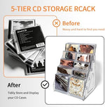 Side view of Wingsife 5-tier space saving clear media storage rack setup.