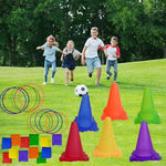Aykzaqe traffic cones and rings for kids outdoor sports game