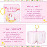 Rhoxshy unicorn cloth memory book being held by a toddler for sensory play