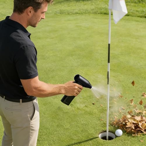 TIANMENSHAN handheld jet fan close up illustrating the ergonomic handle and power adjustment buttons for customized speed control.