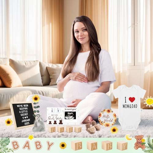 Gender neutral baby announcement outfit with comfortable cotton bodysuit and matching bear booties
