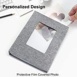 Vienrose grey linen pocket album pair demonstrating postcard and artwork storage capabilities
