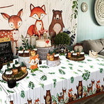 Waterproof birthday party table supply protecting a wooden surface from liquid spills.