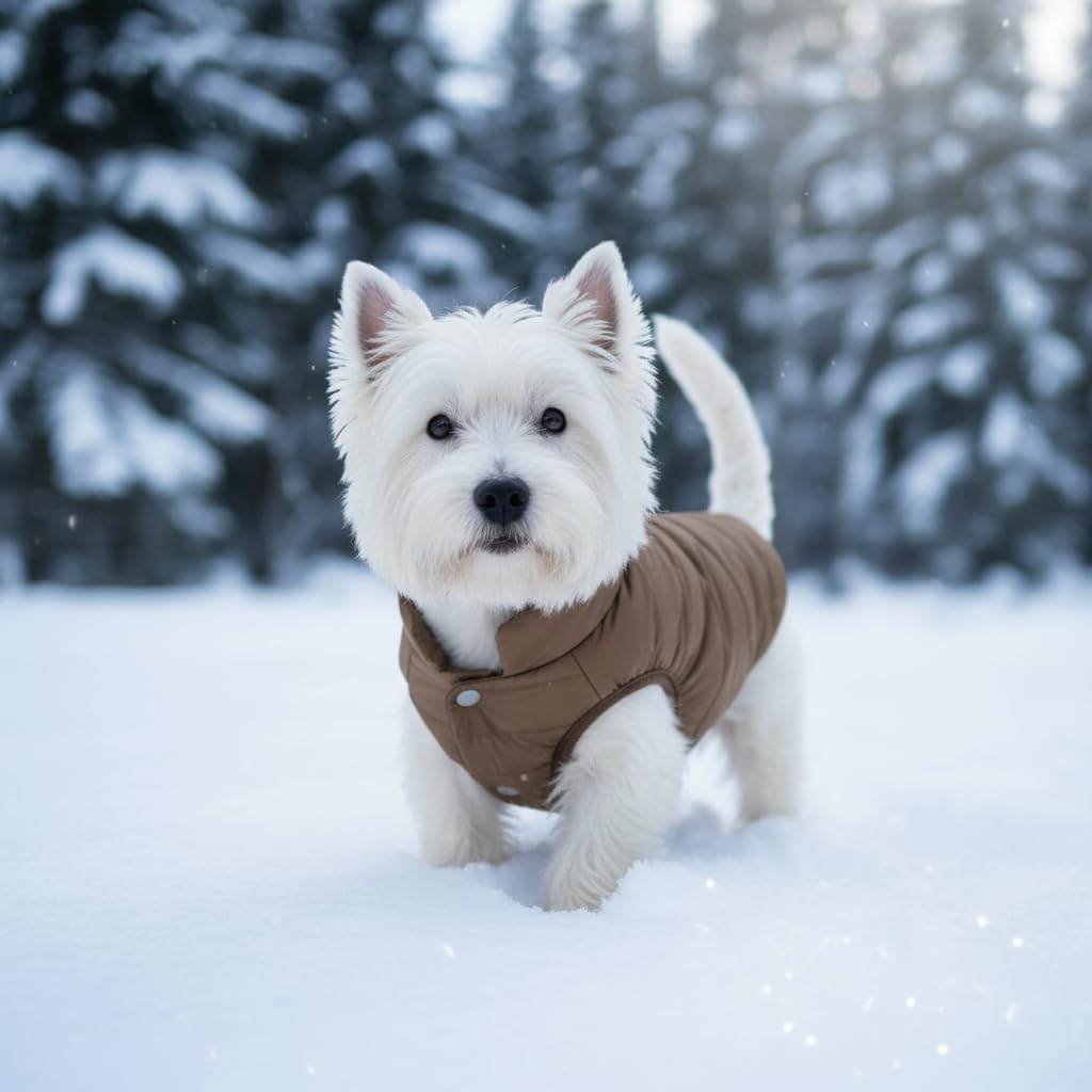 Asenku warm dog jacket worn on small medium breed