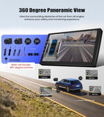 Rear view parking assist screen displaying a live feed from the included backup camera with grid lines.