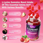 Close up of sugar-free L-Lysine berry flavored gummies