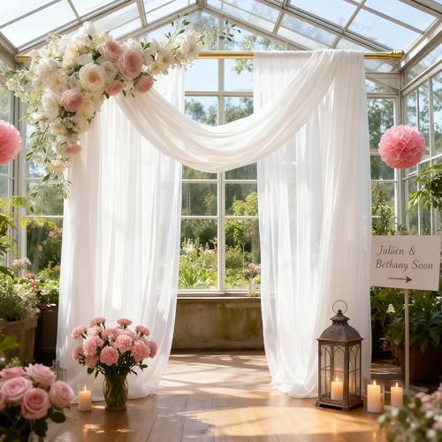 Premium wrinkle resistant ceremony drapes with floral arrangements
