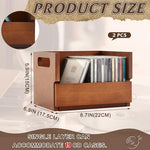 Two pack stackable brown wooden compact disc holder shelves for small spaces