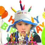 Novelty Place Blue Plush Happy Birthday Cake Hat reinforced rim interior