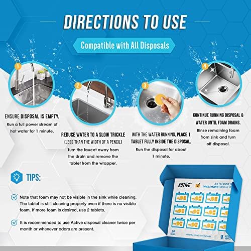 Active garbage disposal cleaner tablets for sink maintenance