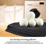 Six extra large white wool dryer balls for wrinkle reduction