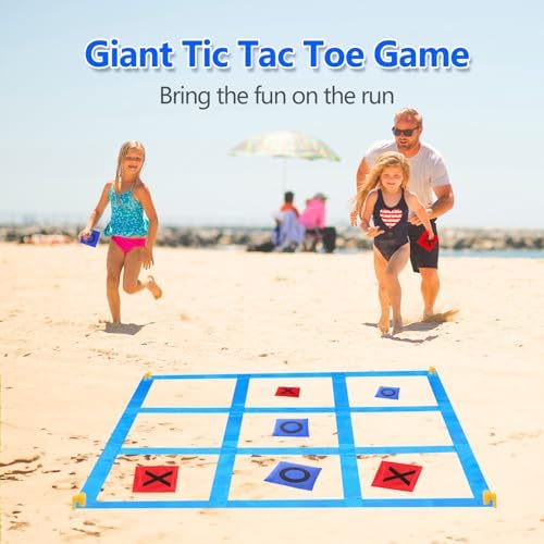 Family playing Cwlakon giant outdoor yard game at a park.