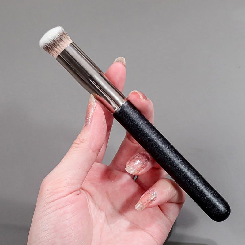 ENERGY 270 Angled Under Eye Concealer Brush showing the dense slanted synthetic bristles and black birch wood handle.