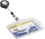 Durable retractable badge reel featuring a sturdy metal belt clip on the back.