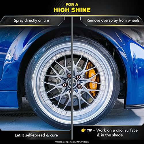 Close up of water beading effect on tire treated with Meguiar's Ceramic