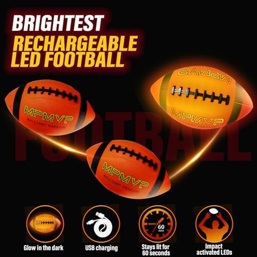 Cadyaw size six LED football with included hand pump and charging cable accessories
