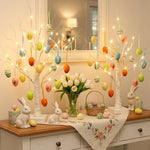 EAMBRITE white birch tree set utilized as minimal everyday room lighting without ornaments.