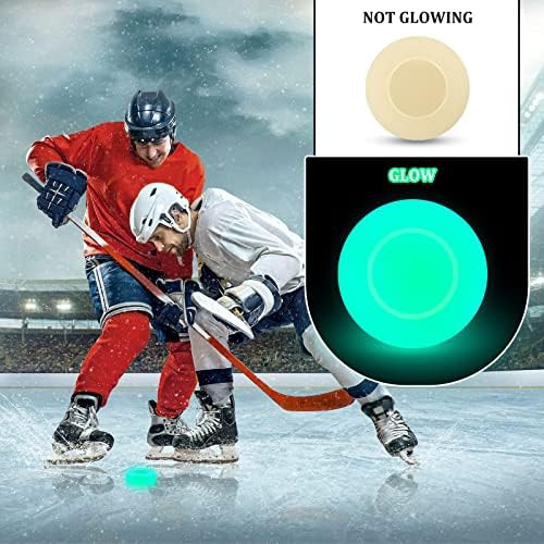 Glow in the dark roller hockey pucks absorbing light for training