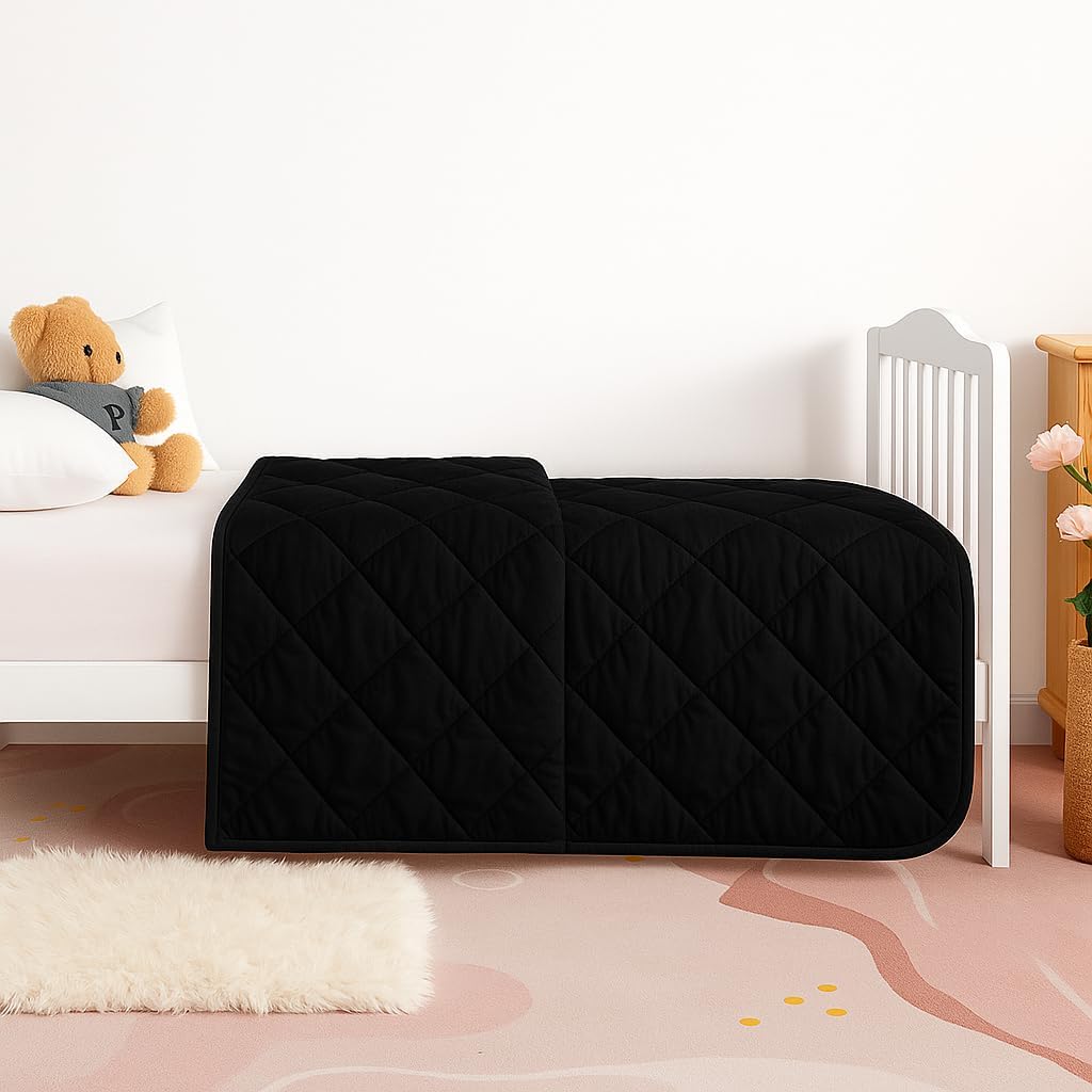 INFF Down Alternative Toddler Comforter front view showcasing black diamond quilting.