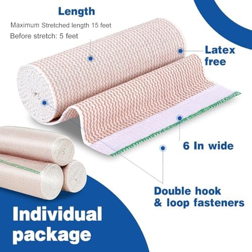 Five pack of AZEN latex-free compression bandages for leg swelling.