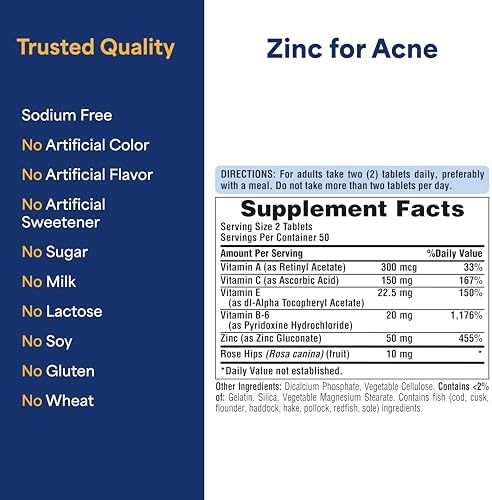 Puritans Pride Zinc for Acne product seal and expiration information