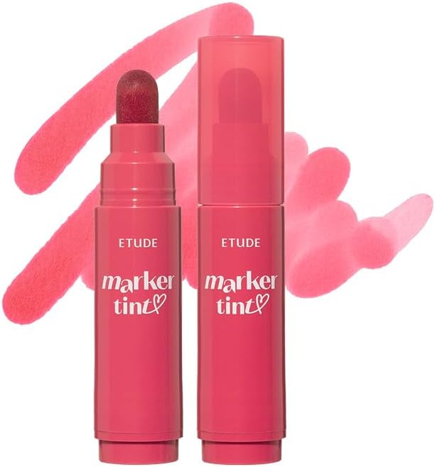 ETUDE Dear Darling Marker Tint #5 Pink Tangerine (5g) | Hydrating & Long Lasting Lip Stain | High Pigmented Lip Maker with Easy Drawing Tip | Korean Daily Lip Tint, Korean Makeup, Kbeauty - Image 15
