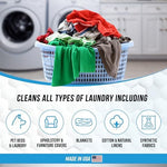 Back label of ACTIVE enzyme laundry booster showing usage instructions and load count.
