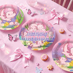 Table setting demonstration using axolotl tablecloth and disposable tableware