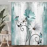 Close up view of the butterfly and white daisy floral digital print on polyester fabric