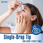 Two ten milliliter bottles of Systane PRO PF lubricant eye drops with hyaluronate and lipids.