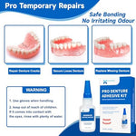 Denture repair glue kit including gloves and glue ring holders