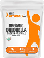 BulkSupplements brand green superfood chlorella formulation pack demonstrating authentic import packaging.