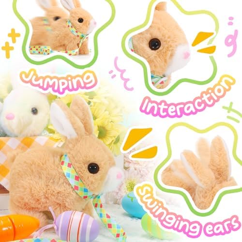 Detail view of interactive plush bunny wiggling ears