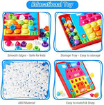 Geekper color matching toy showing safe smooth-edged mushroom nails for fine motor skills.